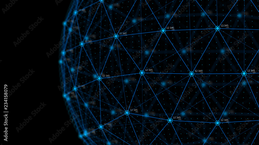 Poster Global network concept. Technology background. Internet connection. Science. 4k rendering.