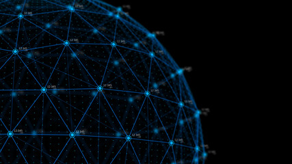 Global network concept. Technology background. Internet connection. Science. 4k rendering.