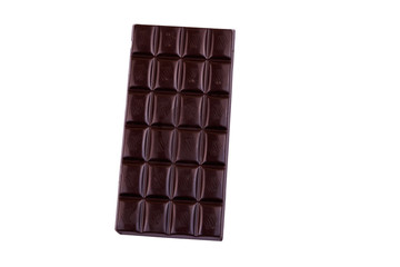 Dark chocolate bar isolated on white background