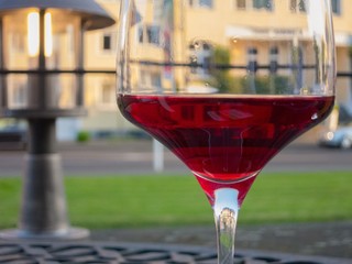 Glass full of red wine