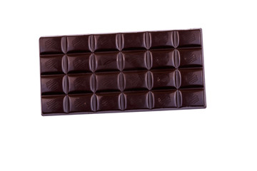 Dark chocolate bar isolated on white background
