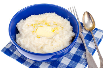 Rice porridge with butter and sugar
