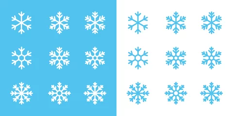 Fotobehang snowflake line icons on blue and white background © telmanbagirov