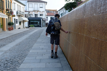 Pilger auf dem Jakobsweg (von Porto nach Santiago de Compostela)