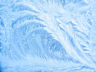 Frost texture on a window in winter