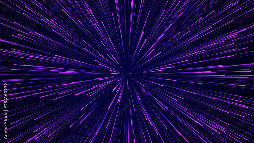 Poster Abstract circular speed background. Starburst dynamic lines pattern. Abstract data flow background. 3D rendering.
