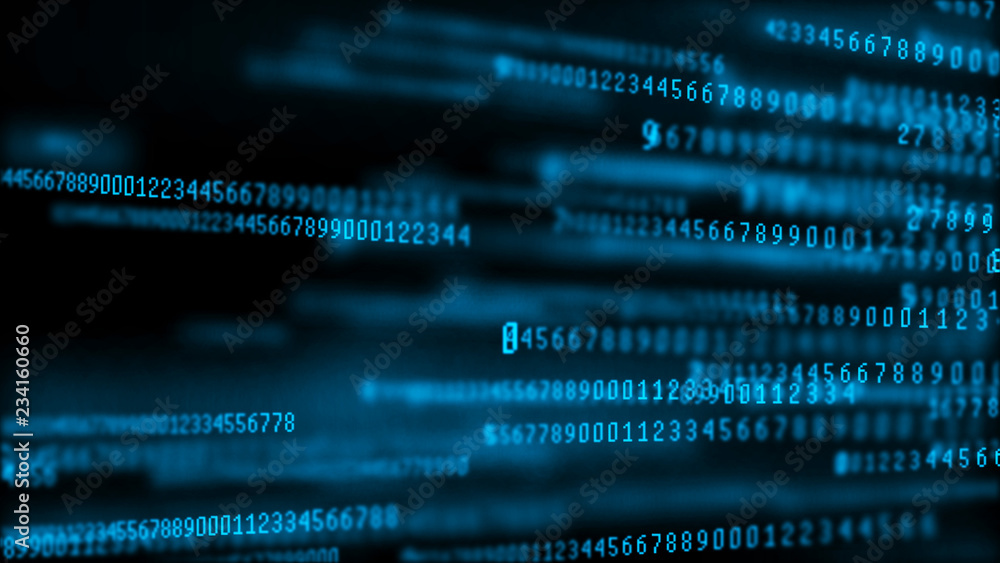 Fototapete Digital background matrix. Data packets. Binary computer code. Hacker concept. 3d rendering