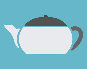 Teapot on blue background