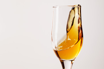 Glass of wine. White wine splashes. Wine card menu layout