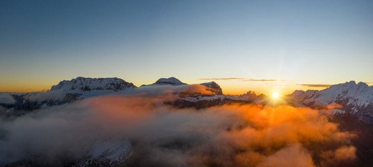 Beautiful autumn landscape in the Dolomites mountains.