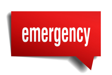 emergency red 3d speech bubble