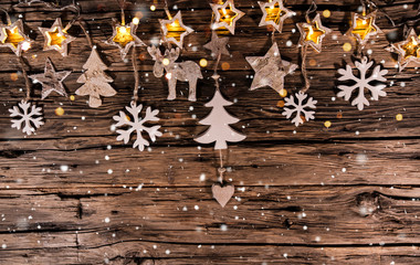 Christmas decoration on wooden background