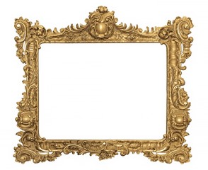 Golden frame for paintings, mirrors or photo isolated on white background
