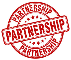 partnership red grunge round vintage rubber stamp