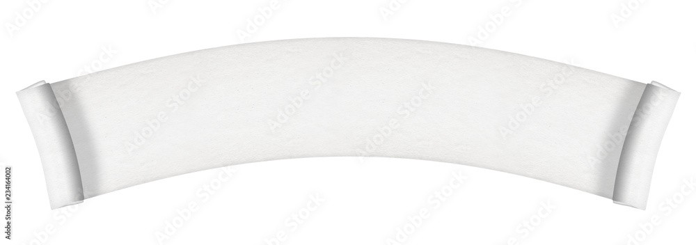Wall mural white paper scroll - long curved