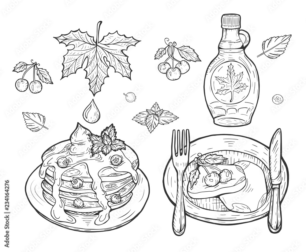Wall mural pancakes with maple syrup
