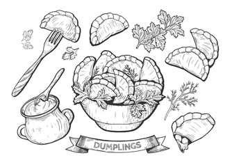 dumplings set illustration