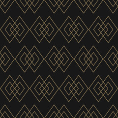 Vector golden lines pattern. Subtle geometric seamless texture with rhombuses