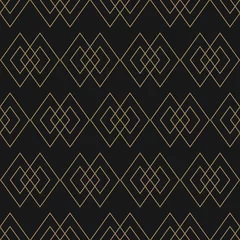 Behang Vector gouden lijnenpatroon. Subtiele geometrische naadloze textuur met ruiten © Olgastocker