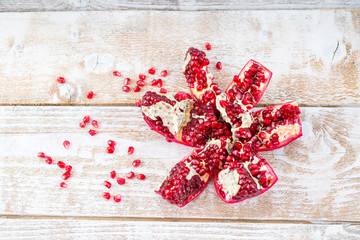 pomegranate with pomegranate seeds