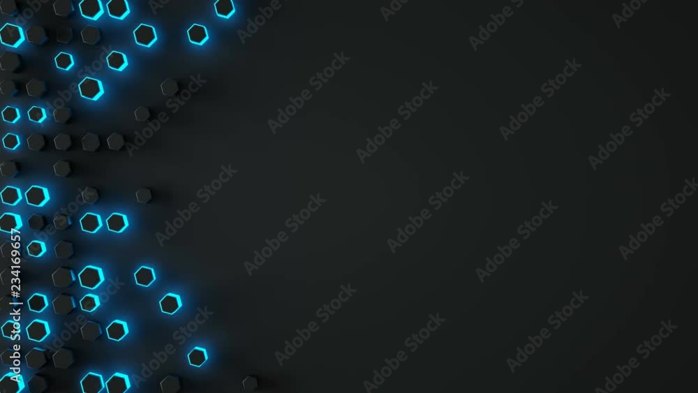 Aufkleber futuristic surface with glowing blue haxagons. sci-fi motion background. seamless loop animation 3d 