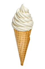 Whipped vanilla soft ice cream or frozen yogurt isolated on whte background