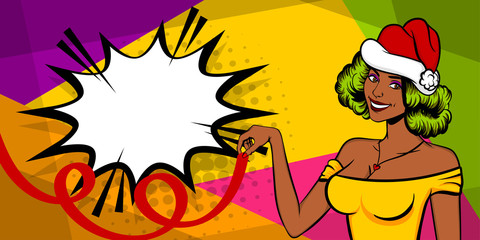 Christmas pop art black woman smile