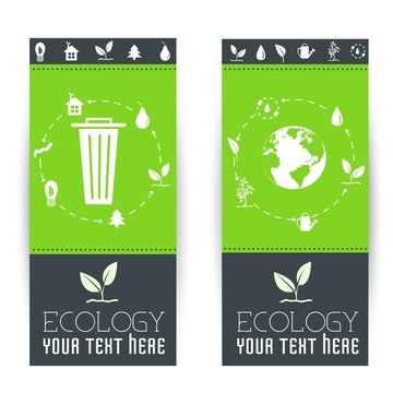 flat cycle eco leaf vertical banners concept. Vector illustration design
