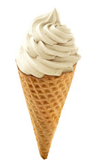Whipped vanilla soft ice cream or frozen yogurt isolated on whte background