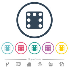 Domino seven flat color icons in round outlines