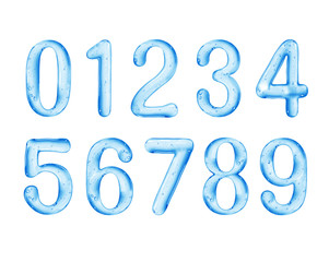 Numbers are made of viscous liquid, isolated on white background