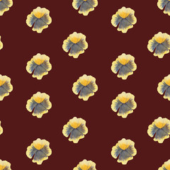 pansies flowers pattern watercolor illustration seamless art