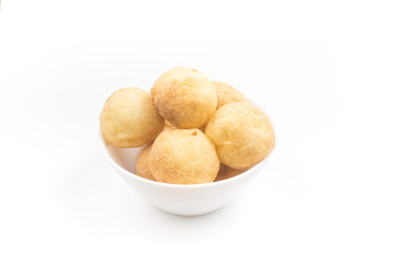 Brazilian Minas Cheese Bread in a white bowl