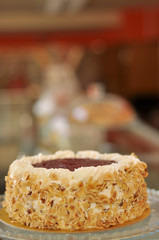 Raspberry hazelnut cake