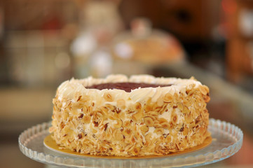 Raspberry hazelnut cake