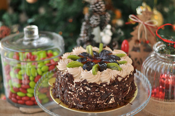 Fototapeta na wymiar Fruity chocolate cake