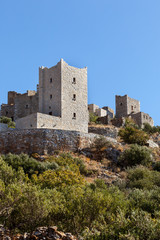 Stone old tower house on Mani, Greece.