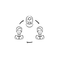 group, people, team hand drawn icon. Outline symbol design from business set