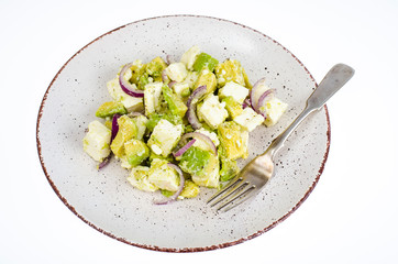 Diet salad with feta and avocado