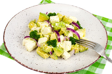 Diet salad with feta and avocado