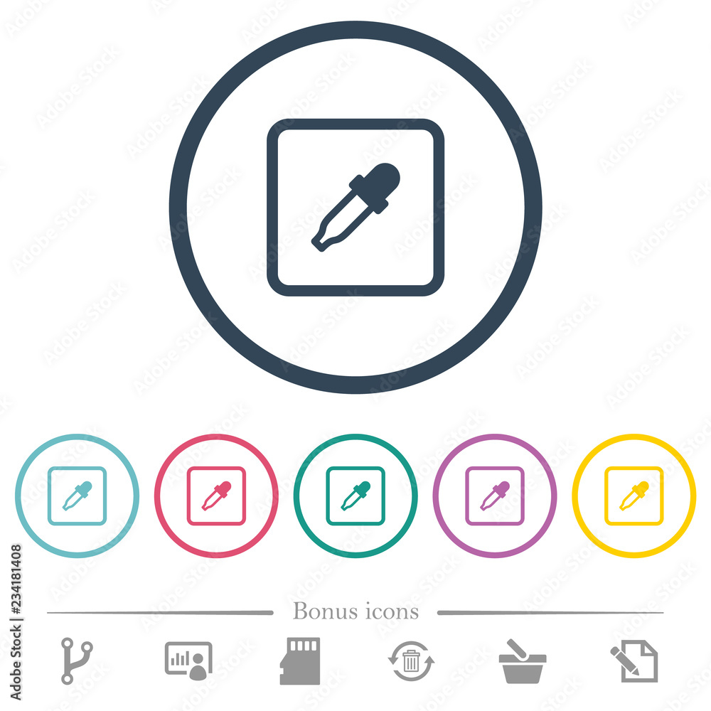 Poster Get object color flat color icons in round outlines