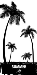Summer time palm tree banner poster grunge