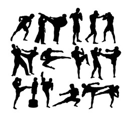 Muay Thai (Thai Boxing) vector silhouettes, art vector design