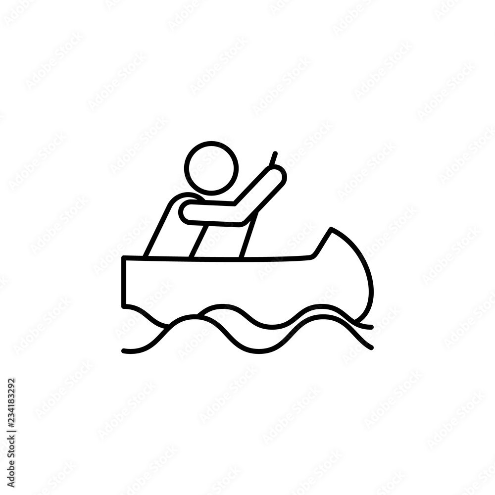 Poster canoe sign icon. element of navigation sign icon. thin line icon for website design and development,
