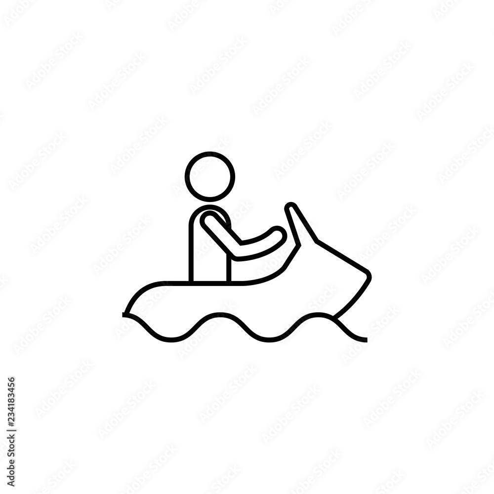 Poster jet skiing sign icon. element of navigation sign icon. thin line icon for website design and develop