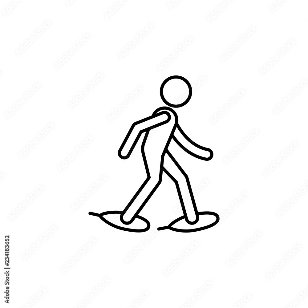 Poster snow shoeing sign icon. element of navigation sign icon. thin line icon for website design and devel