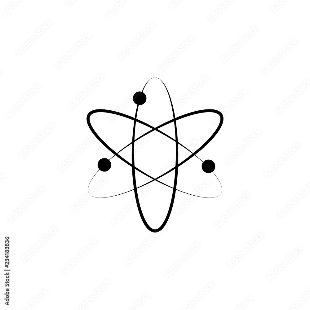 Poster atom, electron icon. element of biology icon for mobile concept and web apps. hand drawn atom, elect