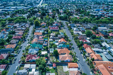 Aerial view - looking down at houses in suburb in Melbourne, Australia © Greg Brave