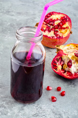 Natural pomegranate juice, fresh fruit
