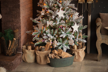 Beautiful decorated christmas room